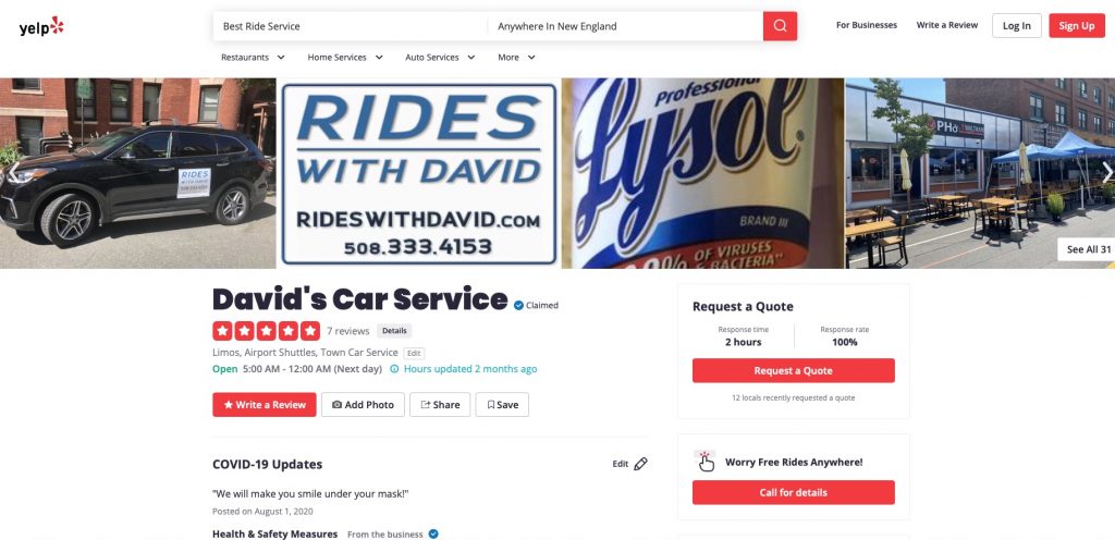 DCS offers a $10 discount for Yelpers, get a ride with David today!